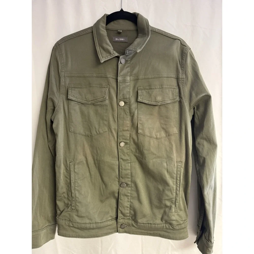 DL 1961 Green Jacket Button Up W/Stretch Sz S Men's Hipster‎ Grunge